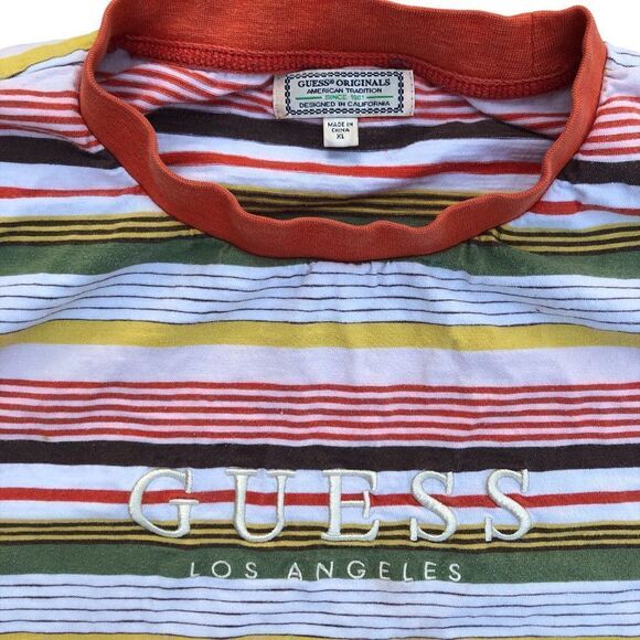 STRIPED Guess Shirt XL Horizontal Stripe Multicolor - Picture 4 of 4